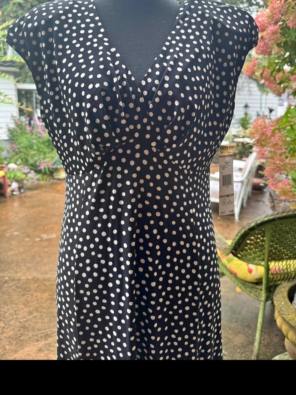 Jones New York Black and White Polka Dot Maxi Dress